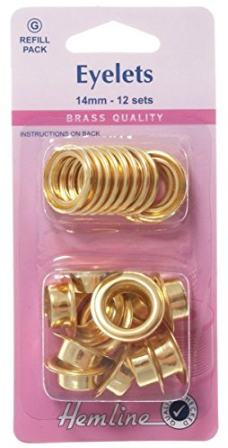 Hemline Gold Brass Eyelet Refill Pack 14mm (12 Sets) Washers & Eyelets mm H438PR.14.G