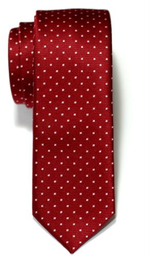 Retreez Herren Schmale Gewebte Krawatte Kleinen Punkten 5 cm - weinrot mit rosa punkten