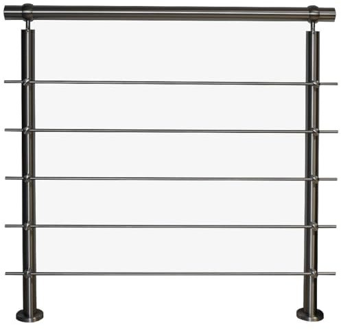 Edelstahl-Handlauf Geländer für Treppen Brüstung Balkon mit/ohne Querstreben (bis 5.0m inkl. 6 Pfosten 5 Querstangen)