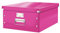 Leitz Click & Store Aufbewahrungsbox mit Deckel Groß, Box für Unterlagen bis A3 im Büro oder Haushalt, Transportbox aus 85 % recycelter Premium-Hartpappe, Stabile Metallgriffe, Pink, 60450023