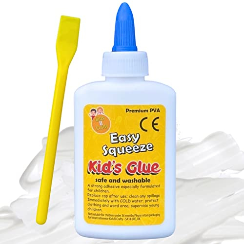 Kids B Crafty White PVA Craft Glue 100ml, Washable and Non-Toxic, Includes Spreaders (2 x 50ml)