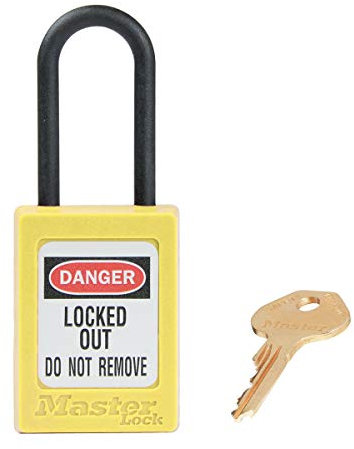Candado de consignación dieléctrico de 35 mm de ancho de termoplástico Zenex™ con arco de nailon de 38 mm de alto, sin retención de llave - Amarillo