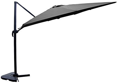 CONCEPT USINE | Parasol Déporté Rectangulaire Inclinable 3x4 m Cesare Gris Rotatif 360° | Manivelle Anti-Retour | jardin & Terrasse | Armature Alu Baleines & Pieds Acier | 100% Polyester | Imperméable