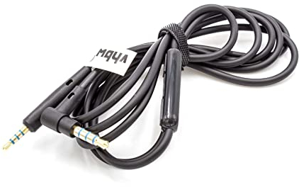 vhbw Audio AUX Kabel kompatibel mit Bose QuietComfort 25, 35 II, 35 Kopfhörer - Audiokabel 3,5 mm Klinkenstecker, Mikrofon, Rufannahme-Taste, Schwarz