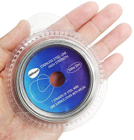 Silver Fishing Wire Line: 10LB-200LB Stainless Steel Fishing Leader Wire 10 Meter with 10pcs Crimps Sleeves (60LB)