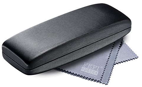 FEFI Hardcase Brillenetui in Seiden-Optik - Größe M (schwarz/rot)
