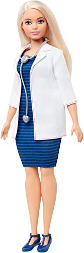 Barbie FXP00 - Kurvige Ärztin-Puppe mit Stethoskop und blondem Haar, Spielzeug ab 3 Jahren