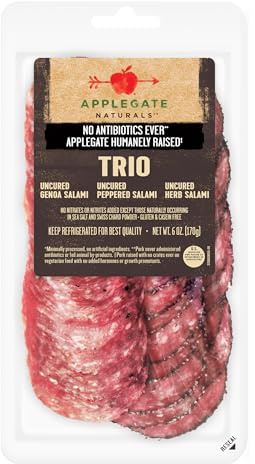 APPLEGATE, Natural Uncured Genoa Salami Trio Sliced, 6oz