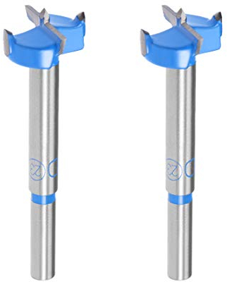 sourcing map Forstnerbohrer 23 mm, Wolframkarbid-Holzlochsäge, Schneckenöffner, Holzbearbeitungs-Scharnierlochbohrer, Bohrer, 2 Stück (Blau, Grau)
