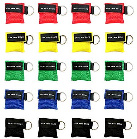 Aoutacc 20pcs CPR Face Shield Mask, Schlüsselbund Maske Einweg-Notfall-Kit CPR Face Shields Taschenmaske für Erste-Hilfe-Herz-Wiederbelebungstraining