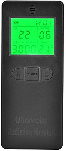 Digitaler Strahlungsdetektor, Tragbarer LCD UV Tester, UV Meter Tester UV Lampe Tester mit Temperaturanzeige für Heim-, Büro-, Innen- und Außenanwendungen sowie UV Lampen