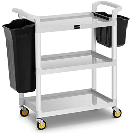 Uniprodo UNICLEAN 150 Servicewagen 2 Behälter 3 Borde Tragkraft 150 kg Aluminium/Kunststoff