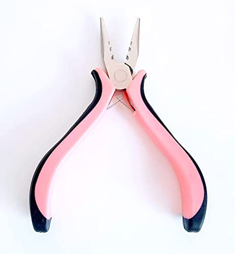 5'' Stainless Steel Pliers Tool for Nano and Micro Hair Extensions Application & Removal (3 Holes Plier) Black & Pink