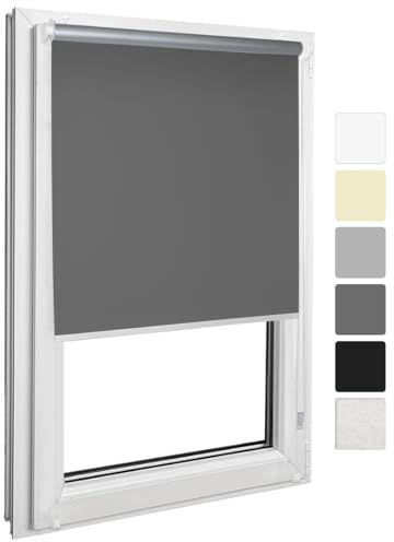 Home Vision Verdunkelungsrollo Klemmfix ohne Bohren Graphit B45 x H220cm | Fensterrollo Seitenzug lichtundurchlaessig Thermorollo Sichtschutz Sonnenschutz für Schlafzimmer Wohnzimmer und Büro