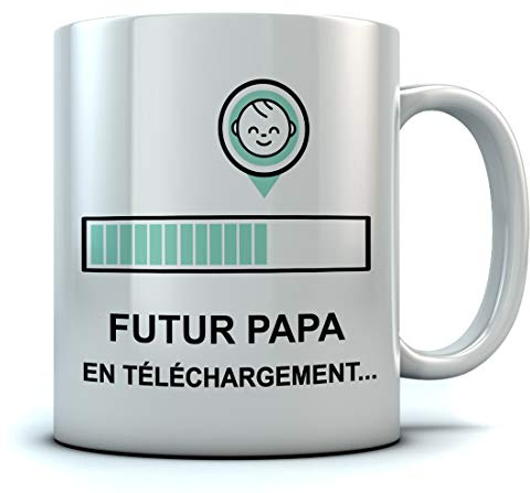 Mug Papa Annonce Grossesse Cadeau Pour La Fete Des Pere Futur Papa Tasse 11 Oz. Blanc