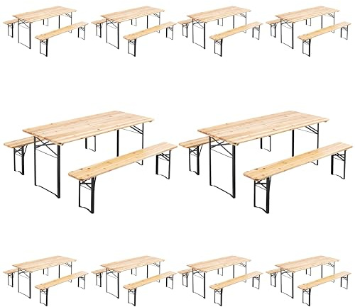 MobEventPro 10 Biertische und 2 Bänke aus Holz, klappbar, 177 x 80 x 76 cm