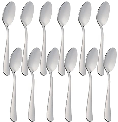 12cucharillas Café,Cuchara Postre,Cuchara de té,Helado, postre, cóctel, Acero INOX y acabado brillante.Colección Minimal (Cuchara de Café)