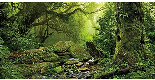 AWERT Tropischer Wald Terrarium Hintergrund Bach Grün Riesiger Baum Reptil Habitat Hintergrund Nebel Regenwald Aquarium Hintergrund 121,9 x 61 cm Durable Polyester Hintergrund