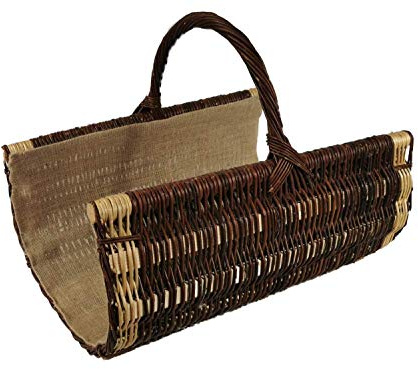 Holzkorb aus Weide mit Jute Dunkelbraun 60x45x48 cm