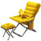 DUNAKE Relaxsessel Mit Hocker, Klappsessel Gepolsterter Lounge Sessel Indoor, Relaxsessel Wohnzimmersessel Mit 3-Fach Verstellbarer Rückenlehne, Seitentaschen (Color : Yellow)