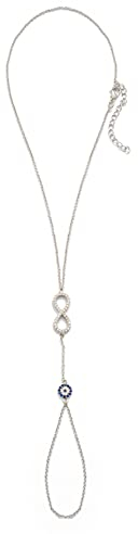 Remi Bijou Sahmeran Sklavenarmkette Sahmeran Ring + Armband mit Strasssteinen Handschmuck Handkette Nazar Boncuk Fatimas Hand (Infinity Silber)