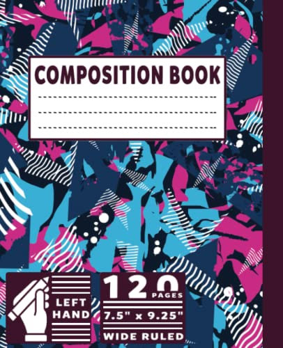 Lefty Notebooks Wide Ruled: Left Handed Writing Notebook | 7.5 x 9.25 | 120 pages | Abstract Theme 8