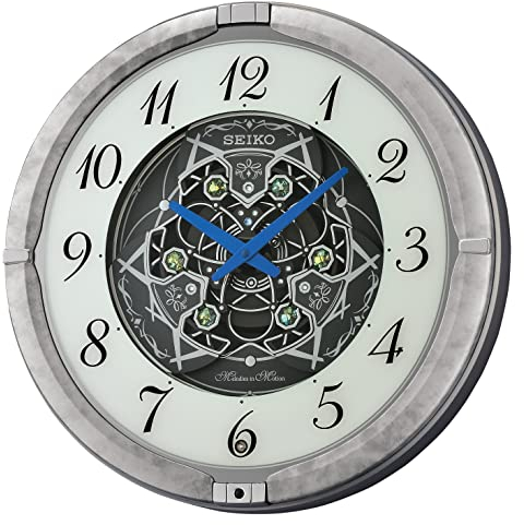 Seiko Clocks Motion Wall Clock, Grey-Blue, rund