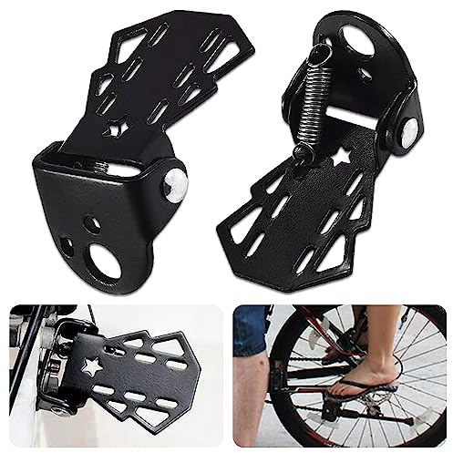 Aoreun Fahrrad Hintere Pedale Fußstifte, 1 Paar klappbare Fußstützenpedale Klapprad Hinten Pedal rutschfeste Fahrrad Peg, Mini Stahl Fahrrad Hinterpedale für Radfahren, Rennrad, MTB, BMX