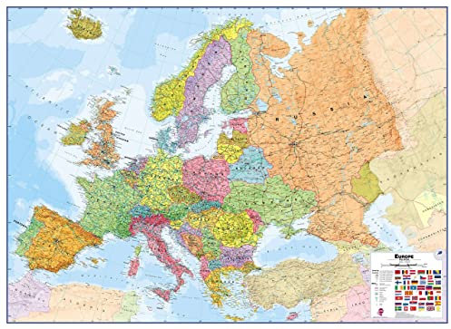 europe wall map political ct00011 Poster A4 - Filmkunstposter in verschiedenen Größen für Wohn- oder Schlafzimmerideen. Randlose Kultfilmbilder, klassische ikonische 70er, 80er, 90er Jahre, Vintage-R