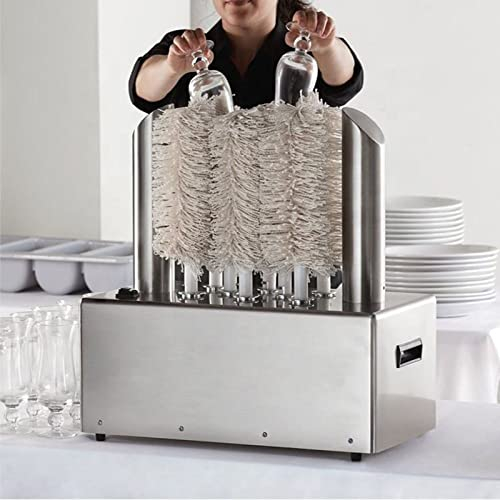 QJJML Commercial Electric Wine Glass Polisher, Electric Glass Washer Machine,Hot Air Drying System, Stainless-Steel Glassware Polishing Machine for Bar Kitchen,8Heads