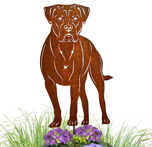 Terma Stahldesign Edelrost Hund Cane Corso, Handmade Germany, tolle gartendeko aus Rost-Metall, deko rostoptik, Rostfiguren Tiere, rostfiguren Garten, Rostdeko