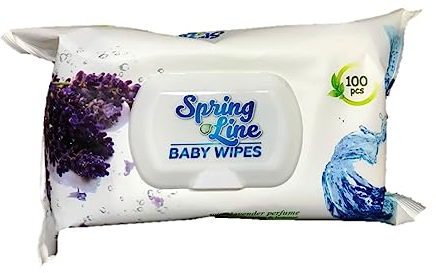 Spring Line Lot de 100 lingettes humides pour bébé Mandarine/lavande/thé vert