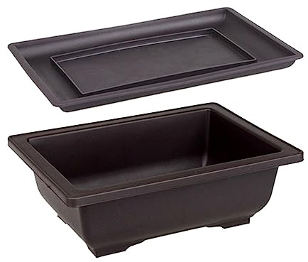 Sharplace Pots d'entraînement avec Plateau à l'extérieur des Pots de Plantes élégants et Robustes Bonsai Pot de Fleurs Portables en Pot pour la Maison, la Cour, Rectangulaire L