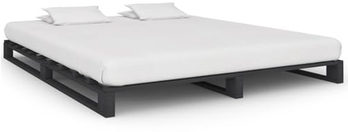 BaraSh Palettenbett Grau Massivholz Kiefer 180×200 cm Europaletten Bett Bett 180x200 Holz
