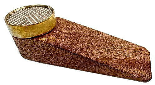 lot de 4 butée de porte en bois de manguier. Ce bloc porte sol est [Antidérapant] sur tous type de sol sécurise l'ouverture de vos portes.Cale porte pour bien aéré sa maison.Arret de porte (Laiton)