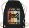 Turnbeutel Rucksack - 40. Geburtstag - Level 40 Complete I Vierzig freigeschaltet I Unlocked I Completed I Zocker I Gamer - Unisize - Schwarz - geschenkideen+für+frauen+ab+40 40er kreative ideen