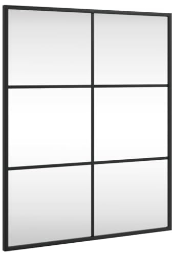 vidaXL Wandspiegel, Hängend Rechteckig Spiegel Badspiegel, Fensterspiegel für Badezimmer Wohnzimmer, Dekospiegel Flurspiegel, Schwarz 50x60 cm Eisen