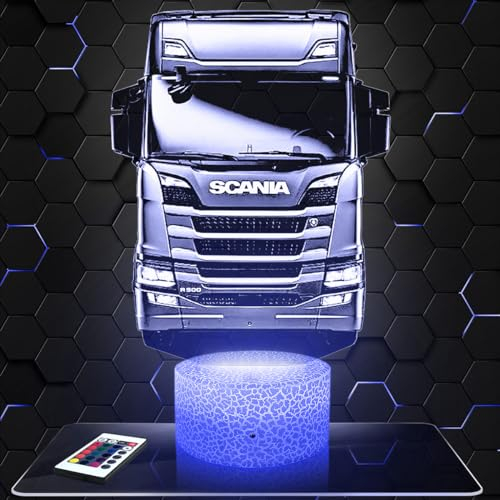 Nachttischlampe - Touch-Nachtlicht Lastkraftwagen Truck 3D-LED-Lampe Illusion, Geschenkidee Weihnachten Geburtstag Junge und Mädchen Nachttischlampe Kinder- oder Erwachsenenzimmer TOP