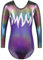 ZNYUNE Turnanzug mädchen 3/4 Langarm Tanzkostüme Bunt Stoffdruck Glitzersteine Gymnastikanzug B343 WhitePurple 12A