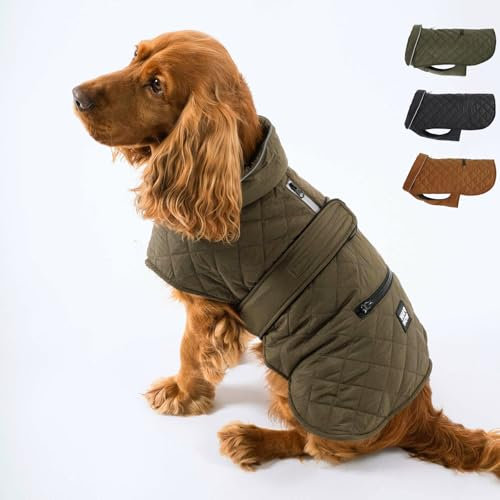 PAW WOW Fritz Hundemantel | Hundejacke mit Bauchschutz und Klettverschluss | Hundejacke Winter für kleine und mittelgroße Hunde (Olive, M)