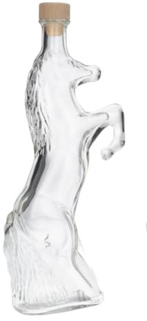 plastic flessenshop 1x Glasflasche 'Pferd' - 350 ml - Dekoflaschen, Glasflaschen mit Verschluss - Form: Pferdeglas - Transparente Flasche - Glas - 1 Stück, 1 Stück