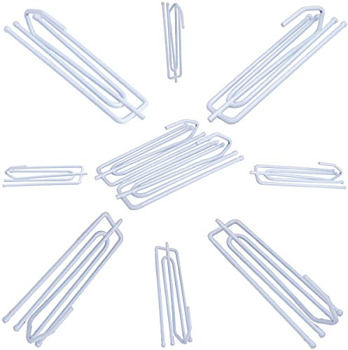 Lot de 50 Crochets de Rideaux plissés en Acier Blanc à 4 Broches pour Rideaux, tringles, fermoirs coulissants, Crochets de draperie (Acier blanc-50Pcs)