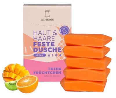 Duschbrocken 2in1 Festes Shampoo & Duschgel Nachfüllset groß - 5x Frida Früchtchen - Tropischer Duft - Feuchtigkeitsspendend - Natürlich, Vegan - 500g