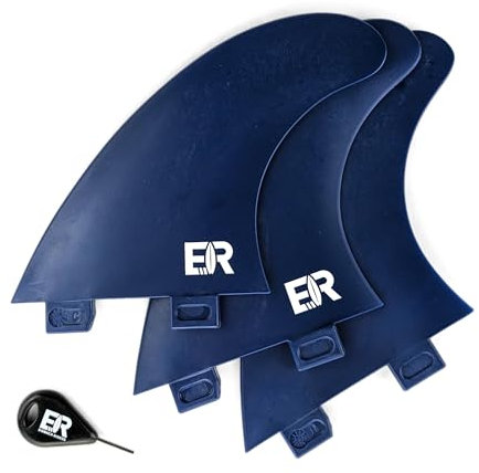 Eisbach Riders Surfboard FCS Thruster Fin Set mit Fin Key (Größe G5 Medium) - Finnen Flossen für Surfbrett und SUP (Blau)