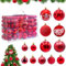 HOVIBU Weihnachtskugeln Set, 100 Weihnachtskugeln Kunststoff Rot, Christbaumkugeln mit Lanyard, Weihnachtsschmuck Deko für Drinnen & Draußen, Wiederverwendbar (7 Stile)