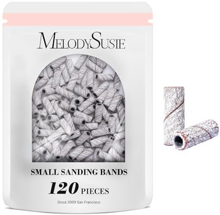 MelodySusie 120 Pieces Nail Drill Bits Small Sanding Bands for 3.1mm Mandrel Bit 240 Extremely Fine Grit Nail File for Acrylic Nails Gel Manicure and Pedicure Zebra (Sanding Bands Only)