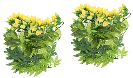 SUPVOX Lot De 2 Plantes Artificielles pour Reptiles Fausses Feuilles Décoration Réaliste pour Aquarium 3 Pièces X 2