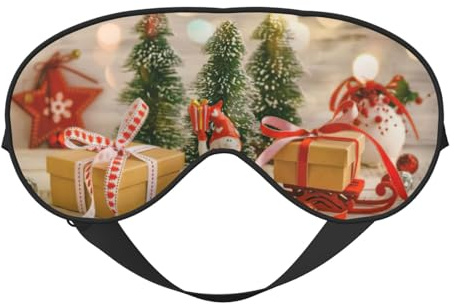 Schlafmaske mit Weihnachtsbaumkugel-Stern-Druck, Augenbinde, weicher Augenschutz für Damen und Herren, für Reisen, Nickerchen, Meditation