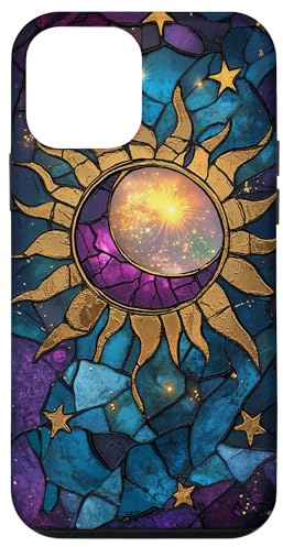 Sonne und Sterne Tarot-Stil Glasmalerei-Kunstdruck Hülle für iPhone 12 mini