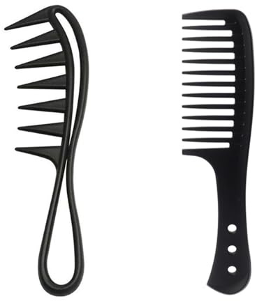 2-Pack Wide-Tooth Comb for Long Curly Wet Wavy Hair - Anti-Static Smooth-Grip Shark-Tooth Design, Perfect for Detangling Curls - for Women & Men, Hairdresser Use